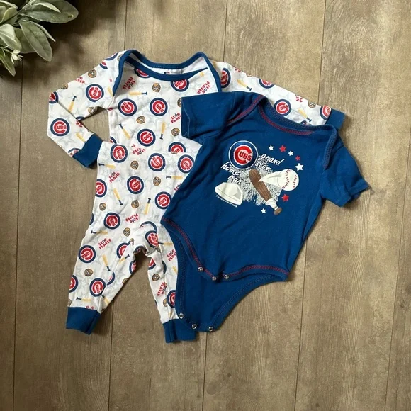 Chicago Cubs Baby Boy Clothes 3 Piece Mix Match Outfit Set- Pajamas & Bodysuit - Picture 3 of 16